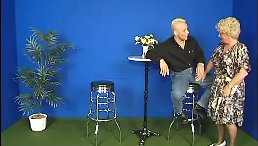 Mature bitch gets on two cocks, one by one