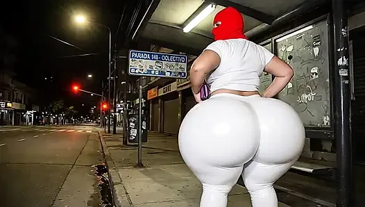Big Ass Girl in Tight White Leggings Gets Watched by Stranger