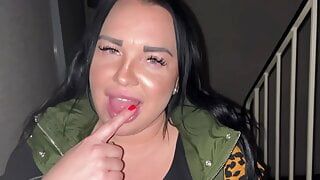 MiaXXX sexy Blowjob  in the stairwell