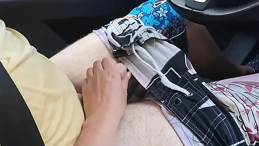 Public Car Handjob From Young Emma While We Drive in Forest Road