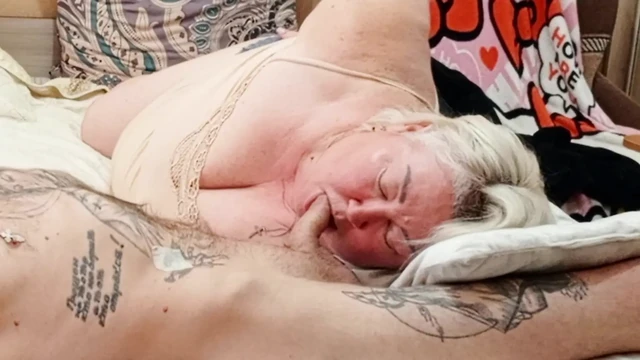 the neighbor is light on her feet and sucks my dick until I cum in her mouth