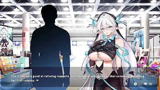 Hentai oyunu - evli kadın etkinlikte vtuber'ını kostümle oynuyor ve seks yapıyor - v-lover