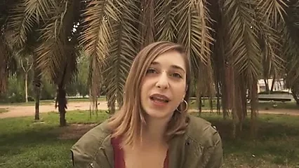 Blindfolded teen waits for a BLACK DICK inside a dirty bathr