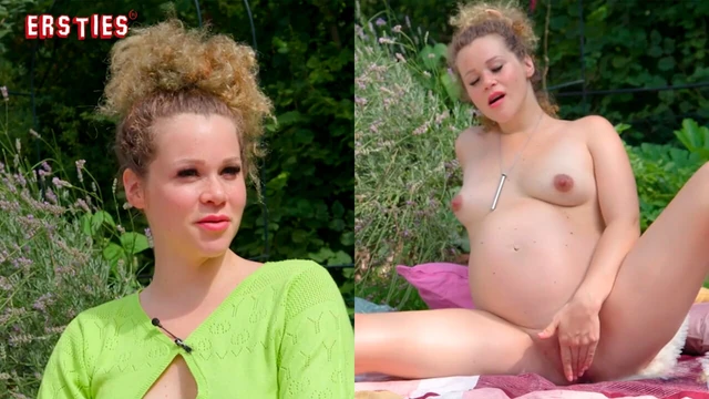 Ersties - Pregnant Helena masturbates with her mini vibrator in the garden