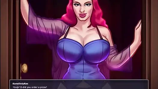 Kisah musim panas - ibu tiri rambut merah dengan besar