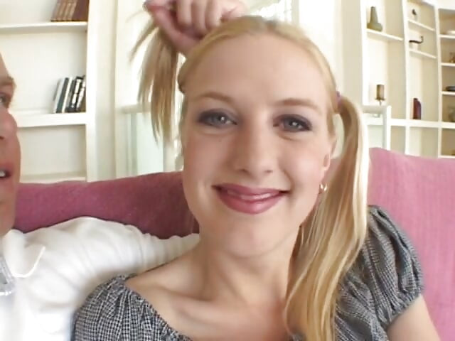 Blonde teen takes his meat up her tight pink ass