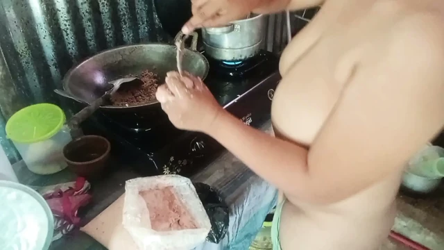Stripping mother-in-law who is cooking