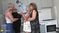 Hot group sex with old step moms and young boy