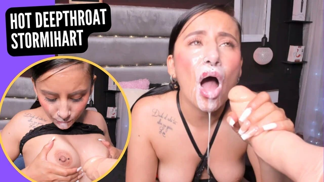 COLOMBIAN WEBCAM MODEL STORMIHART MAKES A BIG DEEP THROAT AND ENDS UP IN A HOT FACIAL