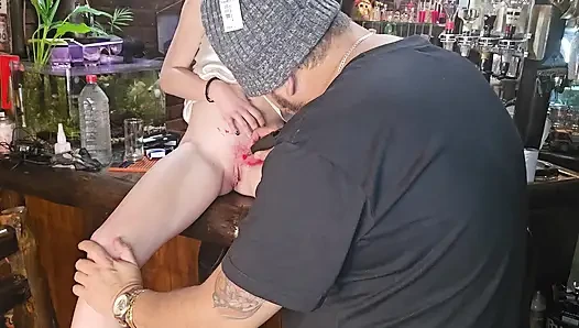 My 18 year old stepsis wanted a pussy tattoo,i even made her clit glow in the dark and she got horny