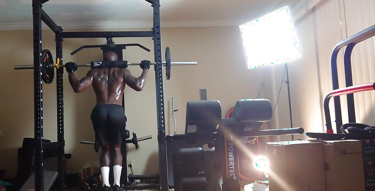 Hallelujah Johnson Tall Dark Chocolate Muscles Tattoos Body Squats