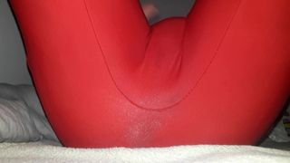 Red Spandex suit anal play 1