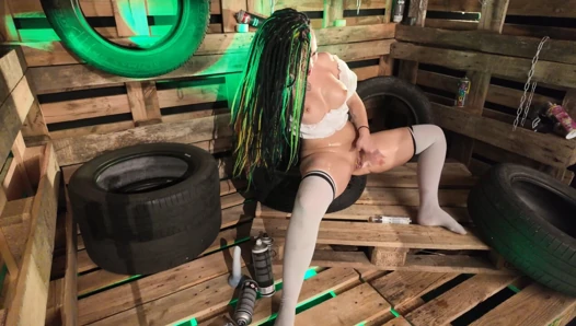 Oil tease on my big ass and tits