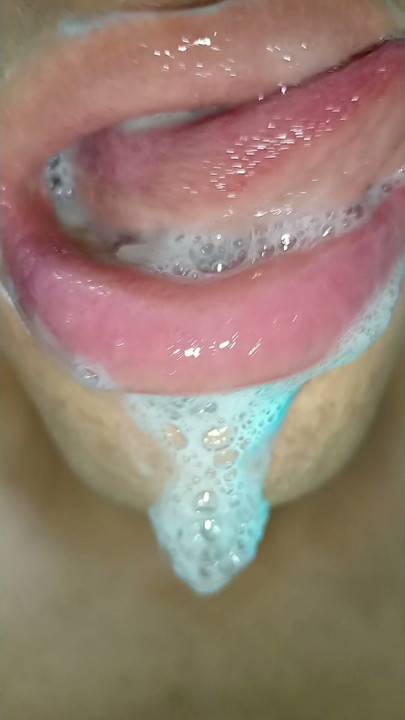 Colorful tongue, hard saliva, six pack, in the gym I almost got caught, hot fitness, long tongue | Clip 3