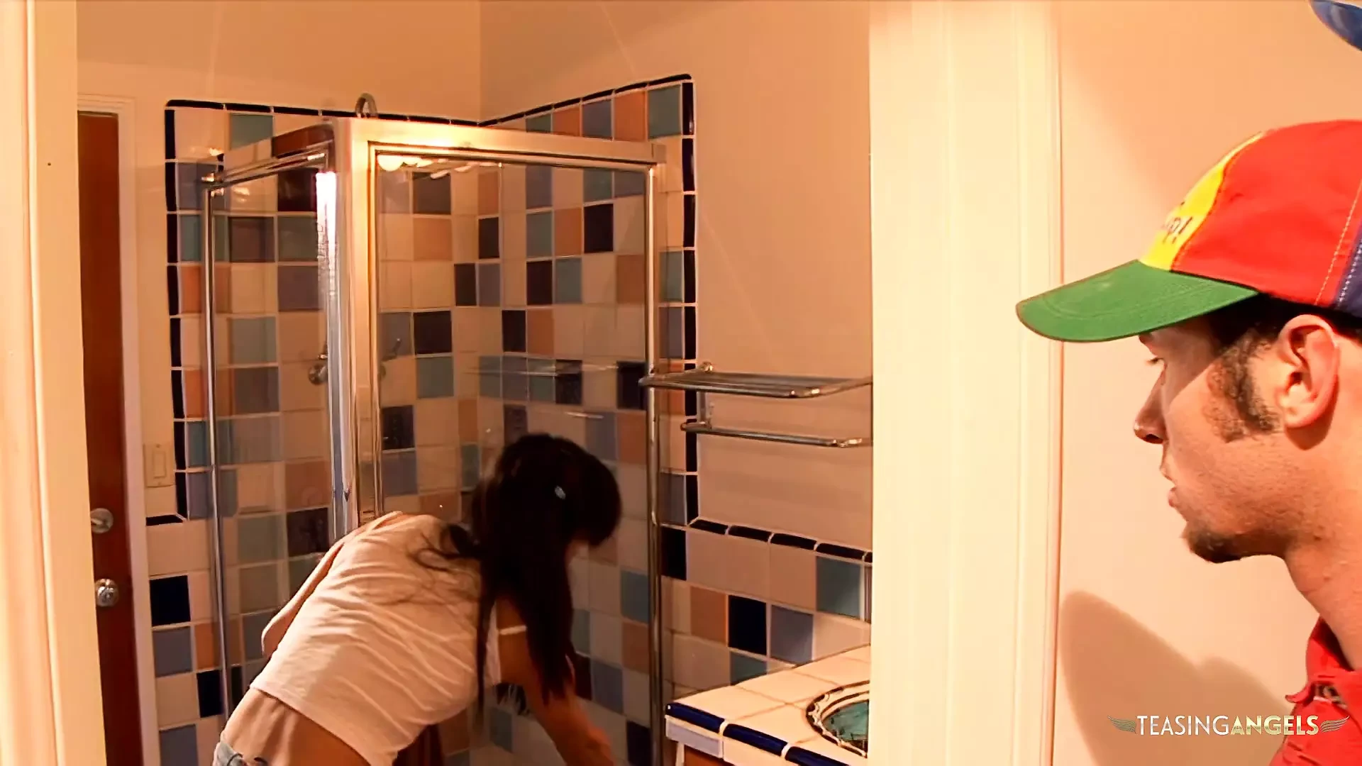 Once the cock was balls deep in her tight asshole the blonde started to moan