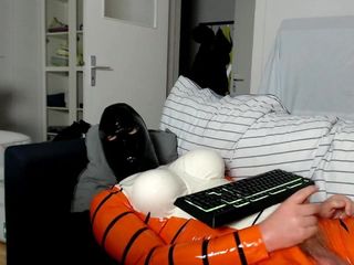 Webcam stream in my latex tiger suit.