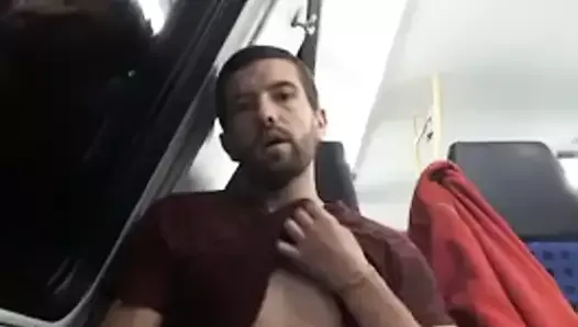 Hot guy quick jerk in train half naked