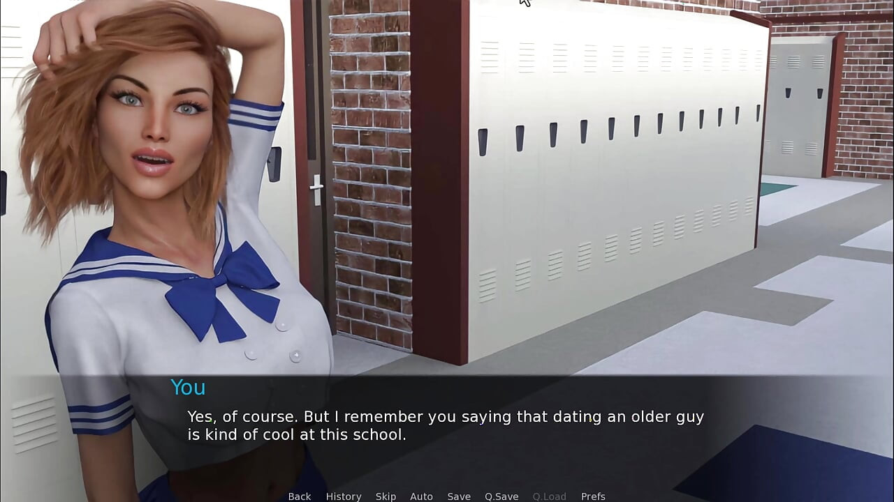 Futa Dating Simulator 3 Ruby ga zadirkuje svojom seksi fakultetskom odjećom