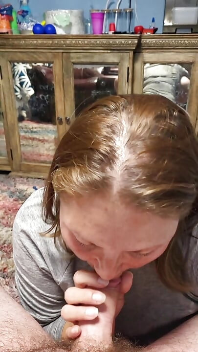 Dirty talking milf while sucking cock talks about why she likes sucking dick and how she wants guys lined up to for a blowjob