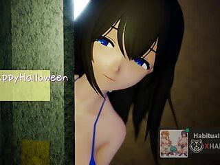 MMD R18, évènement public d'Halloween avec sexe hardcore, hentai en 3D