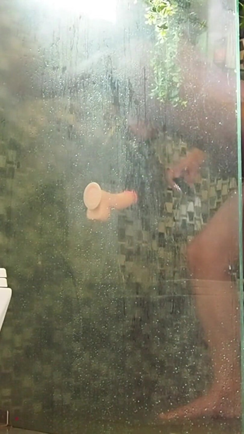 Caught milf playing in shower and joined her for a blow and fuck | Clip 1