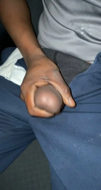 Playing with cock in the car