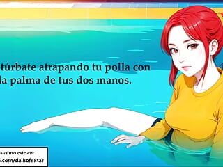Joi Hentai, ondeugend in het zwembad. Spaanse stem.