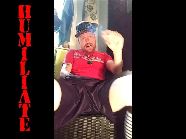 Faggot Smoking  & Riding Dildo with Little Dick