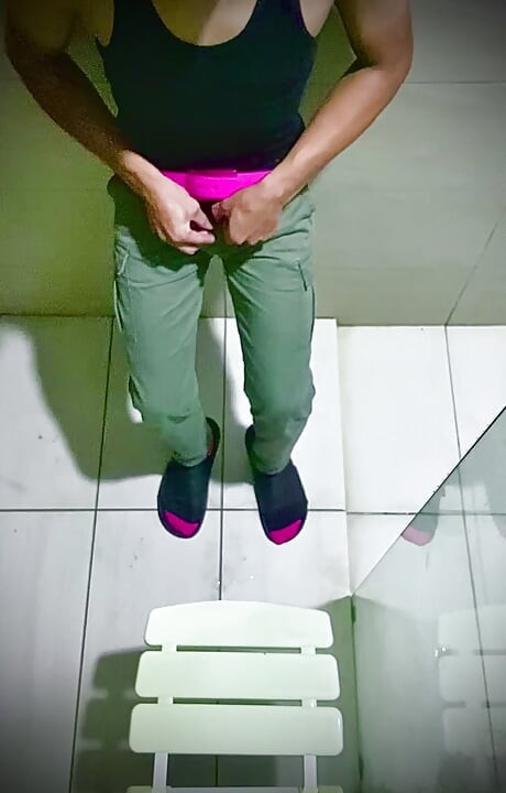 Teen asian boy in bathroom