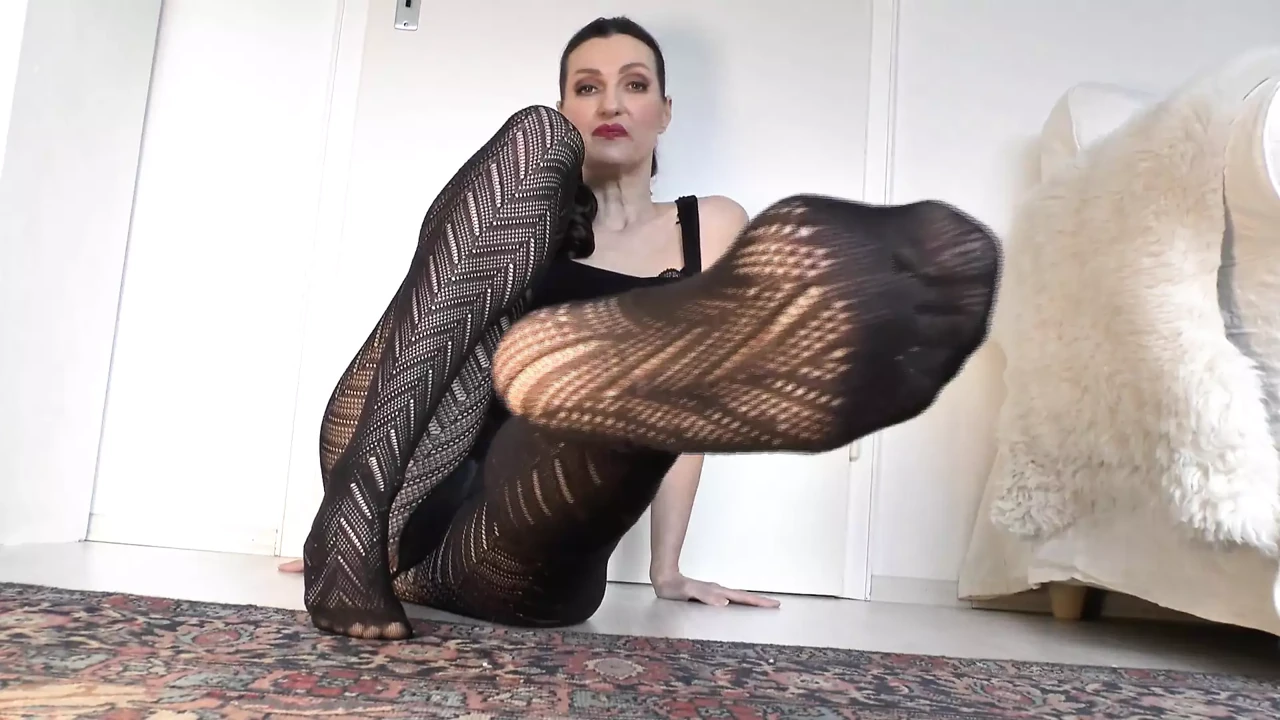 Black Knitted Tights Demonstration and Feet Sniffing JOI