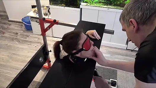 Slave Defenseless in the Pillory Driven to Orgasm on Sybian Part 2