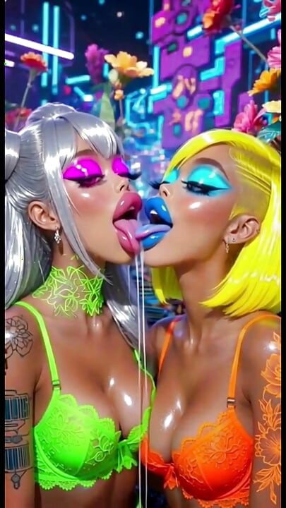 搞笑女同性戀舌吻戀物癖，AI動畫