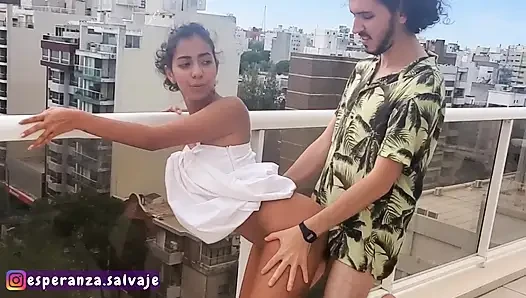 Wild Hope has sex with her future husband's best friend hours before the wedding, public sex on the rooftop