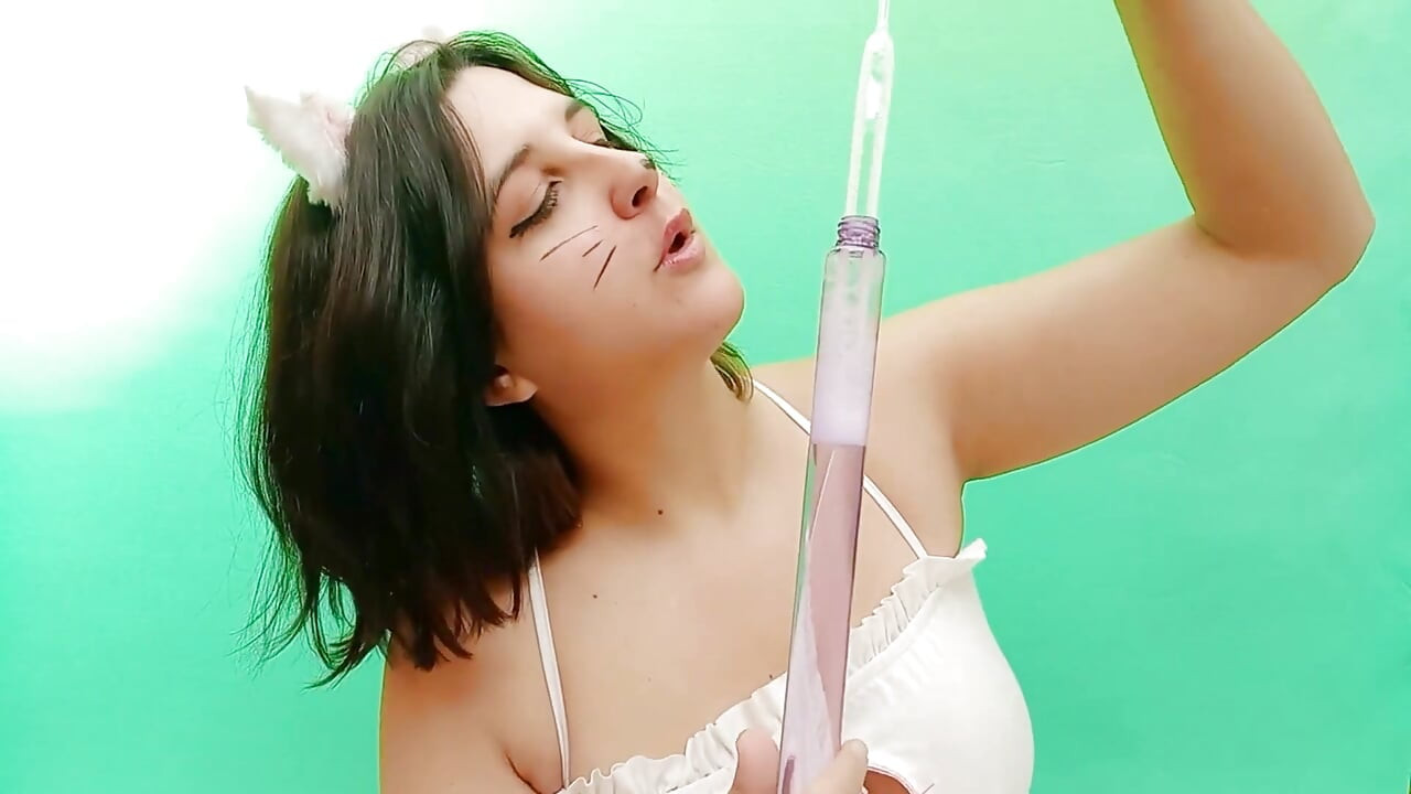 Kitty Kat Girl Blows Soap Bubbles at You - Bunny Looner