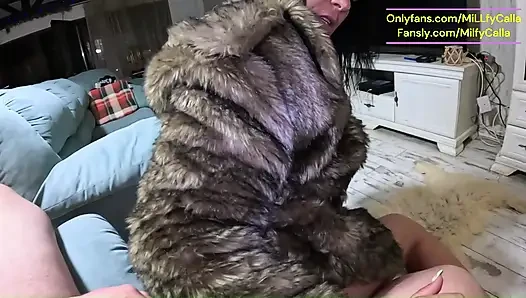 Luxury Fur Coats and Military Downjacket Masturbation with Dirty Talk