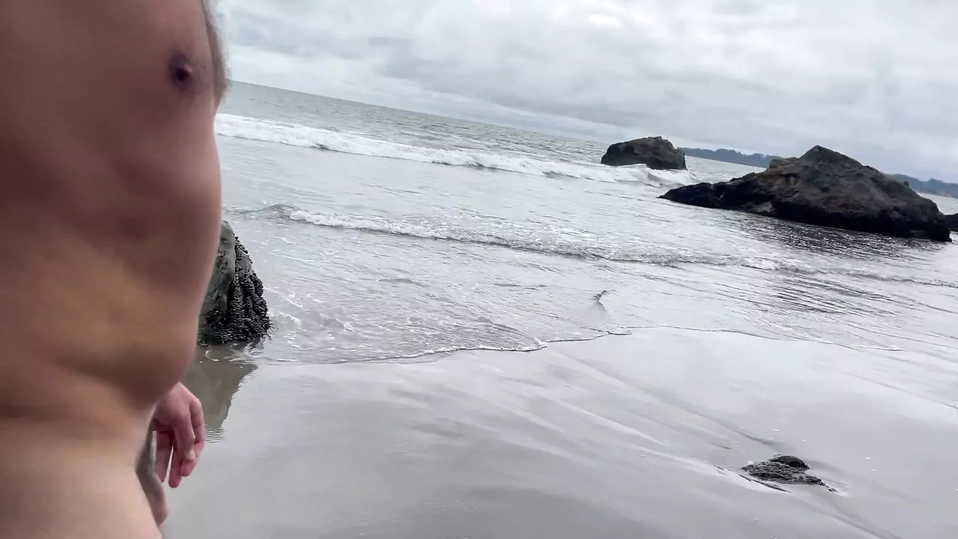 누드 해변 산책 바다 깜박임