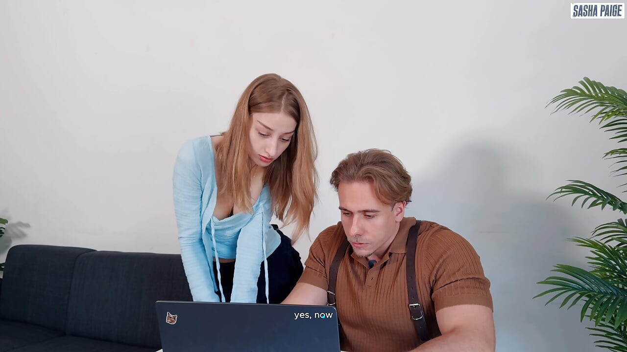 Horny Secretary Sasha Paige Teases Her Shy Boss and Makes Him Fuck Her Like a Dirty Whore
