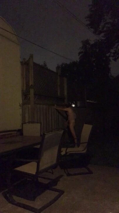 Crossdresser outside in the backyard clip 2 of 3