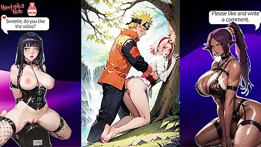 Anime Naruto'dan ateşli kaltak Sakura ile 2 boyutlu hentai derlemesi