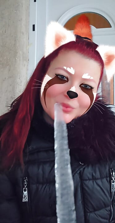 Kinky girl Ana Liz sucks a thick icicle in secret..
