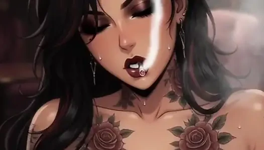 100% AI generated anime smoke and tattoos fetish POV JOI Solo dirty talk tease