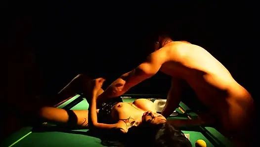 Hot Pool Table Gangbang with Pole Dancing Tease
