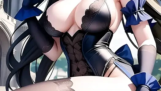 Hentai gothic girls with dyed hair showing off their big tits