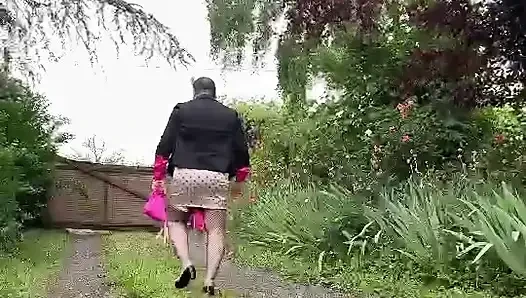Dressed in a little polka dot skirt for an evening out