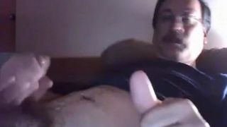 Daddy squeezing cock