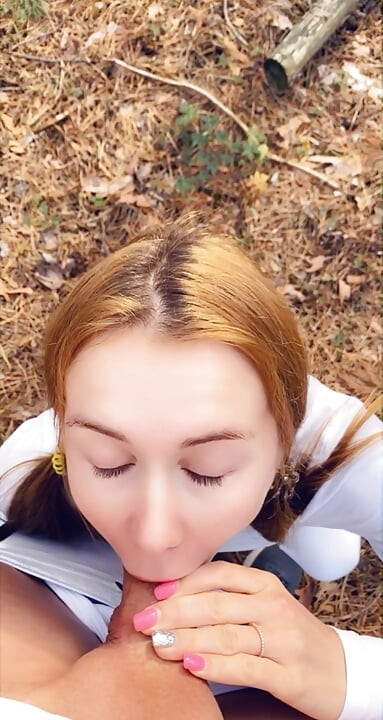 Sloppy blowjob in the park. She mouth is made for cock