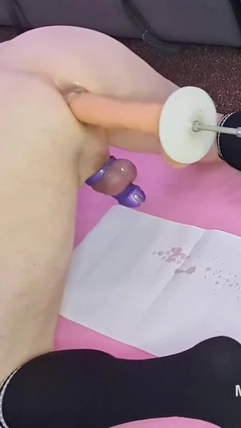 Epic moment from "Mature DILF Mike Essex hands free chastity cage cum and pee squirt on the fucking machine"