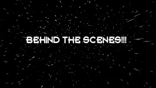 Babes behind the scenes try to clean up their faces from the cum