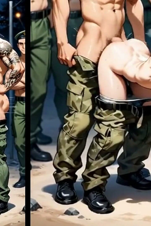 Veterans Fuck the Greedy Little Asses of Effeminate Bottom Recruits. Yaoi Hentai Animation.