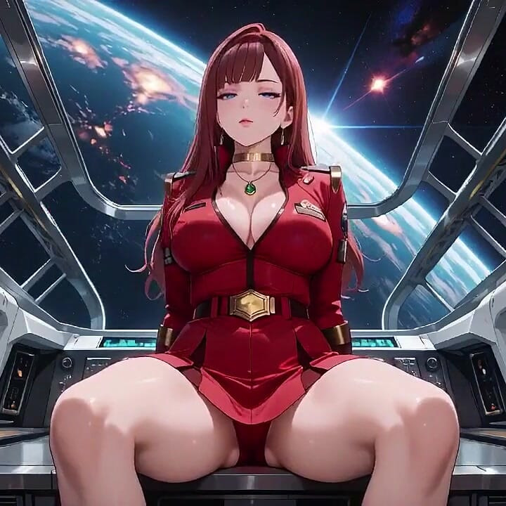 Red-haired Commander! Private Moments in the Sci-fi Ship Cockpit